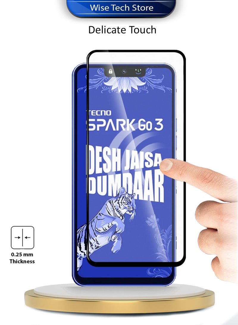 Wtech Tecno Spark Go 3 4G 2026 / TECNO GO 3 Premium E2E Series Full Glue Full Cover Tempered Glass Screen Protector (MSGECN) - Clear/Black - Image 4